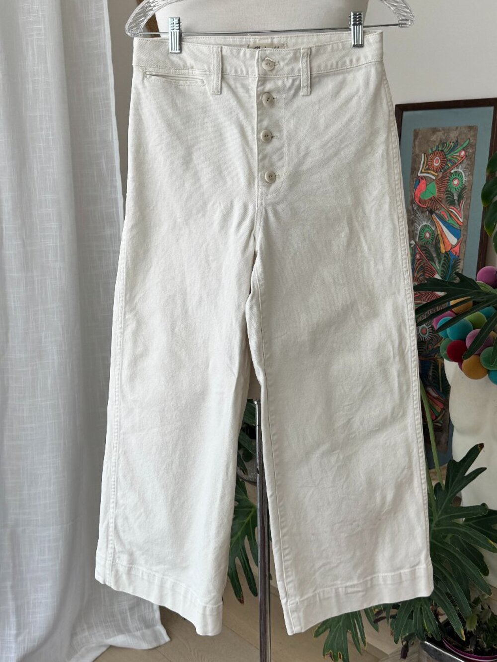MADEWELL Emmett White Wide Leg Cropped High Waist Jeans 27